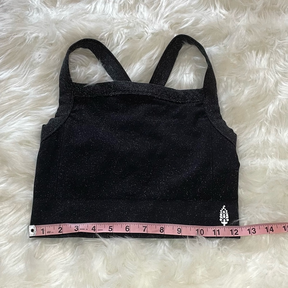 NWOT Free People Movement Black Sparkle Square Neck Strappy Sports Bra Size M/L - Picture 6 of 6